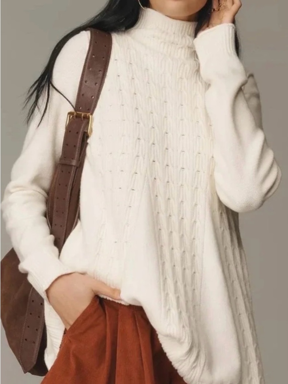 Anthropologie Pilcro Cable Knit Swing Sweater